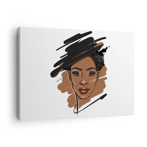 Quadro em tela - Retrato de uma mulher com pinceladas artísticas - 70x50cm - Doce como chocolate - Decoração de parede moderna para a sala de estar e quarto ARTTOR