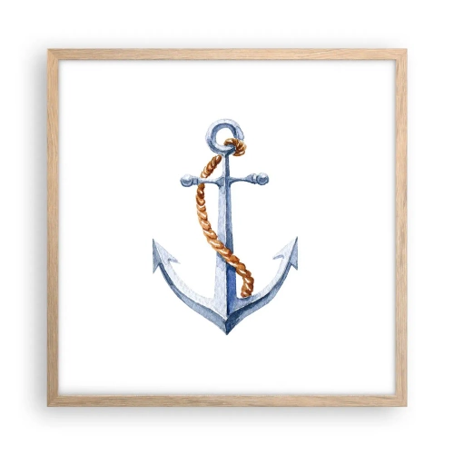 Pôster com moldura de carvalho claro - Ahoy aventura! - 50x50 cm