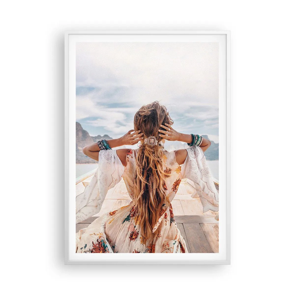 Pôster em moldura branca - A caminho da felicidade - 70x100 cm