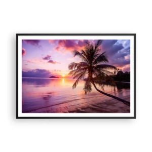 Pôster com moldura preta - Felicidade no horizonte - 100x70 cm