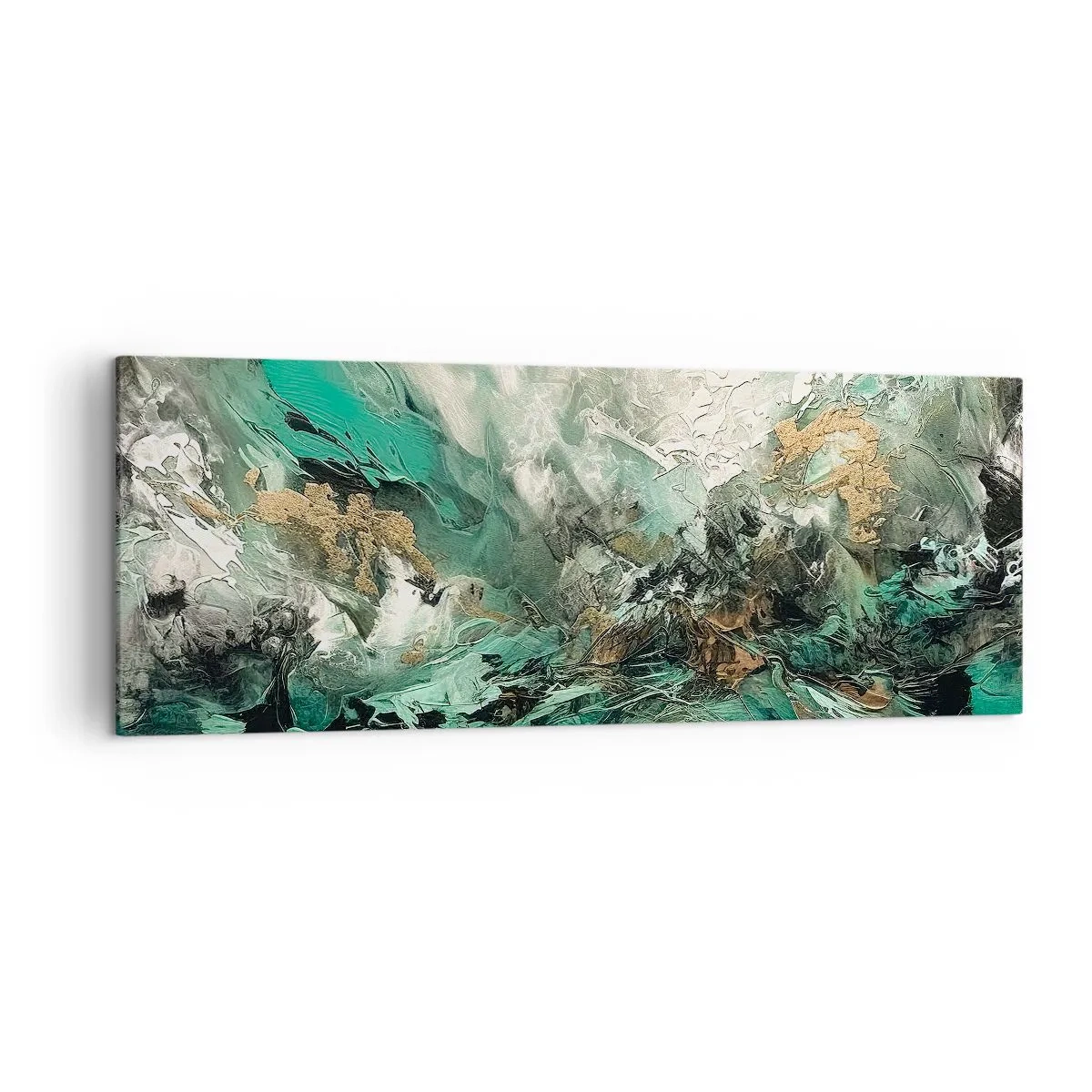 Quadro em tela - Surf esmeralda e preto - 140x50 cm