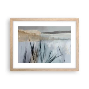 Pôster com moldura de carvalho claro - Campos de inverno - 40x30 cm