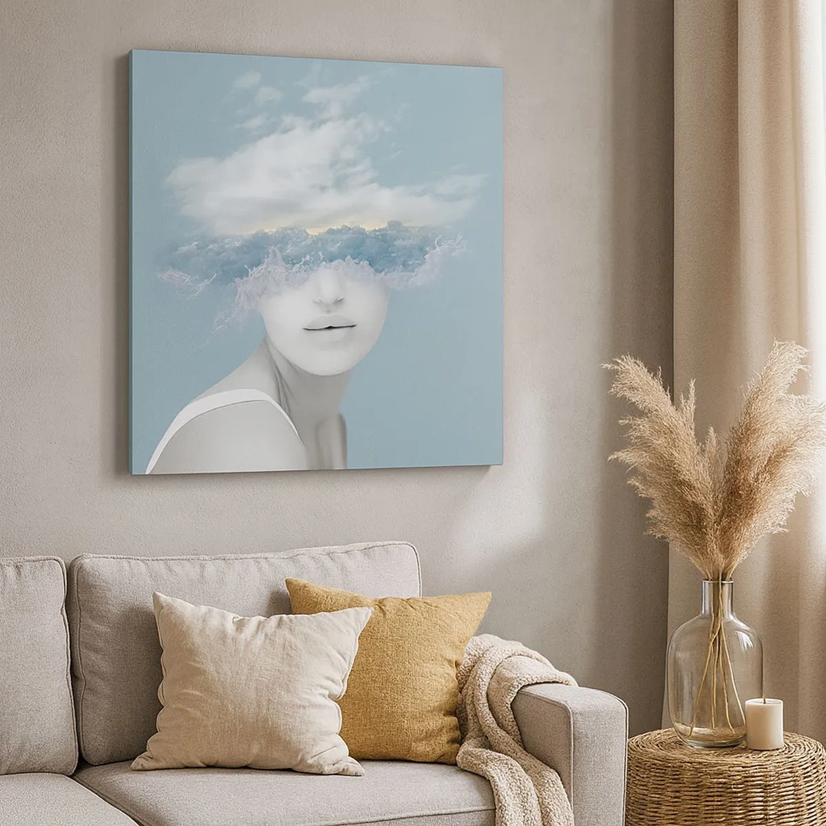 Quadro em tela - Com a cabeça nas nuvens - 30x30 cm