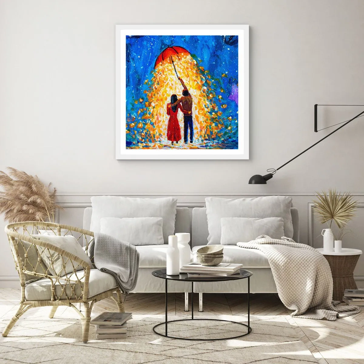 Pôster em moldura branca - A magia de uma noite chuvosa? - 60x60 cm