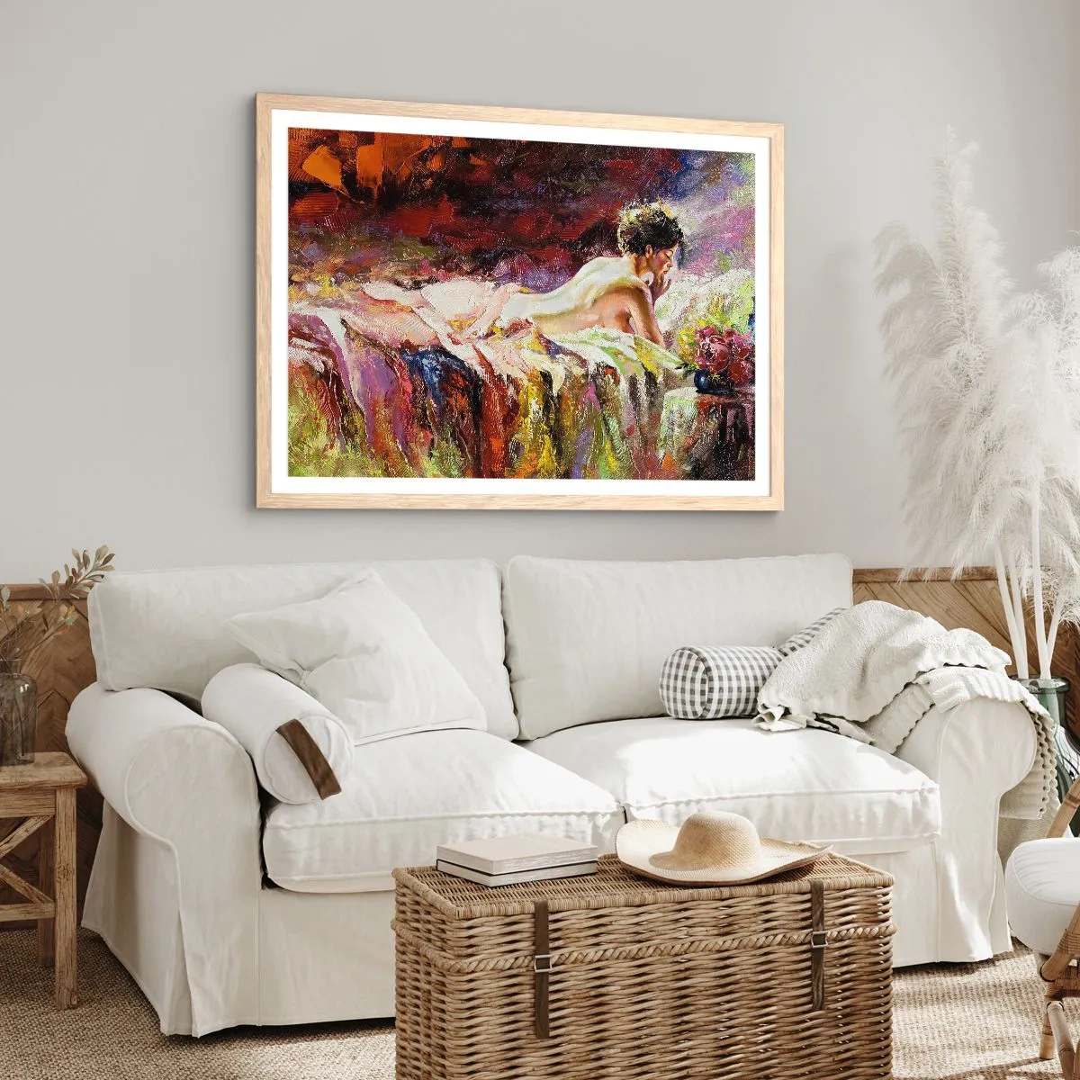 Pôster com moldura de carvalho claro - Vênus pensativa - 91x61 cm