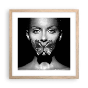 Pôster com moldura de carvalho claro - O beijo da borboleta - 40x40 cm