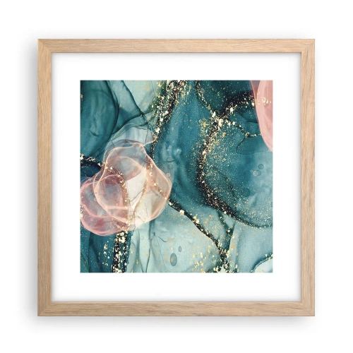 Pôster com moldura de carvalho claro - Azul seda, rosa tule - 30x30 cm