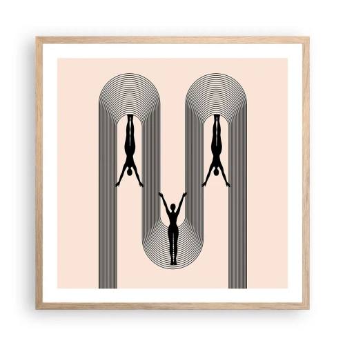 Pôster com moldura de carvalho claro - De cabeça para baixo - 60x60 cm