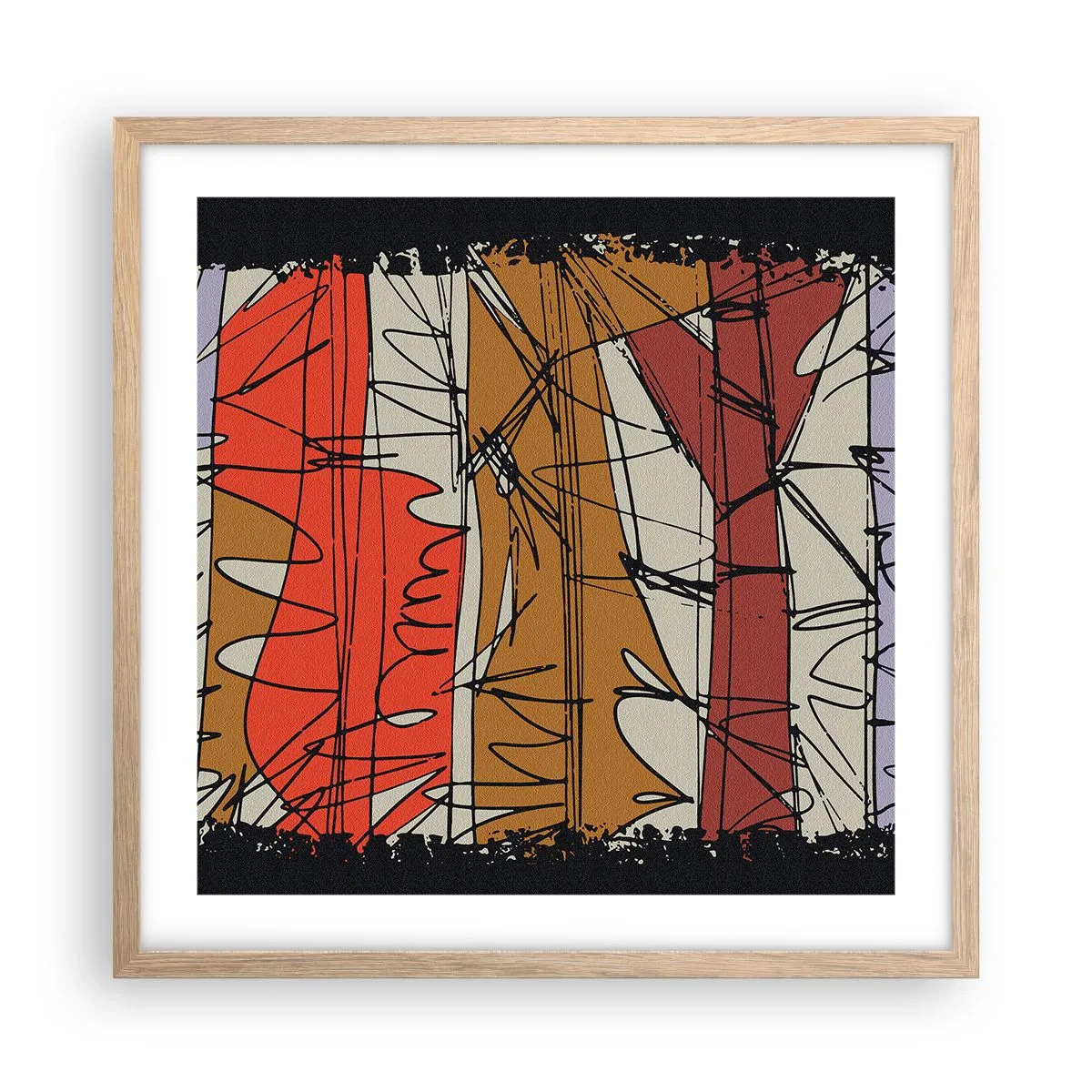 Pôster com moldura de carvalho claro - Composição espontânea - 50x50 cm