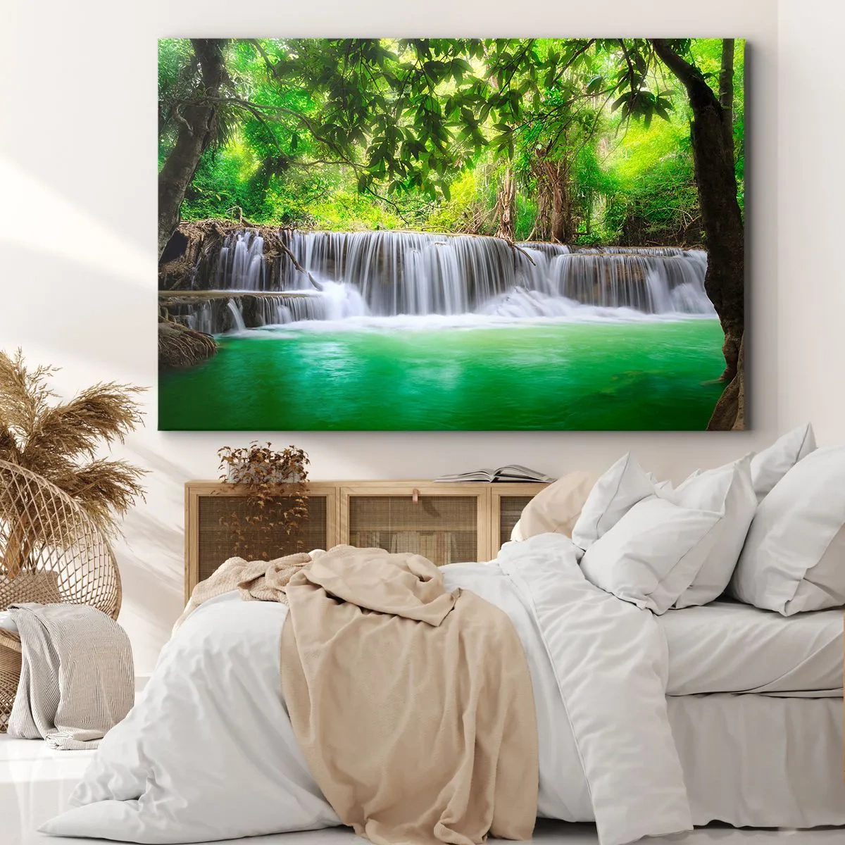 Quadro em tela - Cascata verde - 120x80 cm