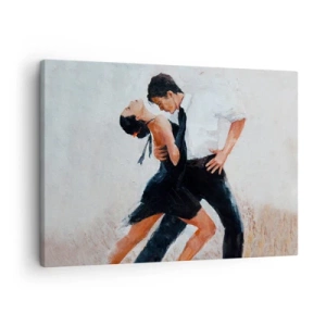 Quadro em tela - Um casal dançando em uma foto elegante e sensual - 70x50cm - O tango dos meus sonhos  - Decoração de parede moderna para a sala de estar e quarto ARTTOR