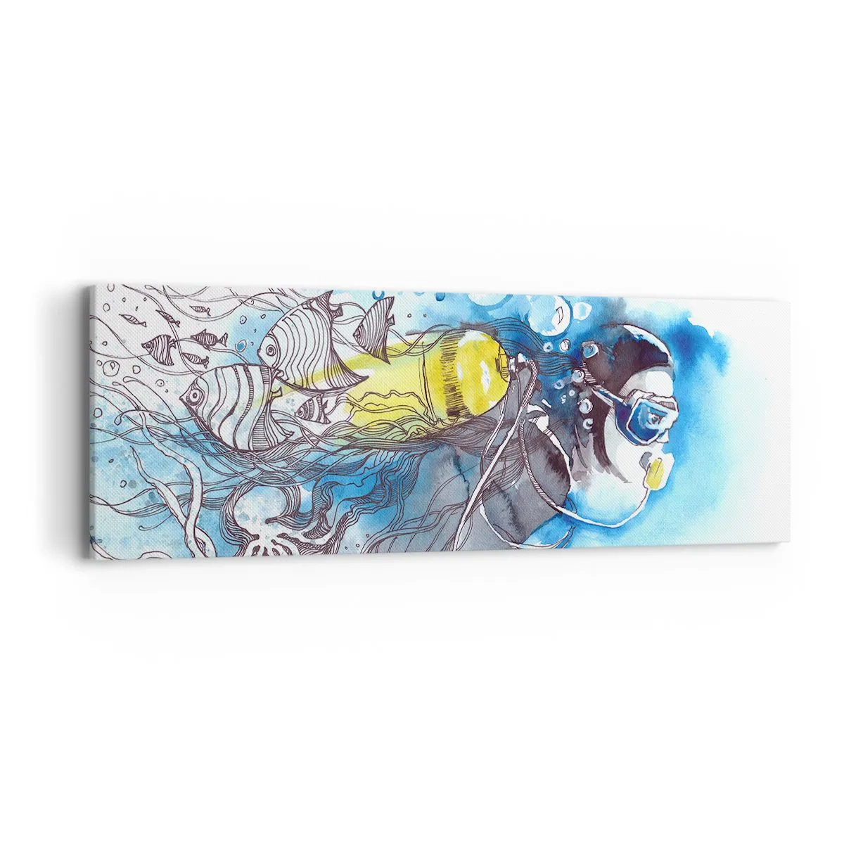 Quadro em tela - Azul Infinito - 90x30 cm