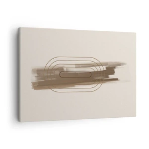 Quadro em tela - Uma composição minimalista em tons de bege e cinza com padrão geométrico - 70x50cm - Um sopro de cinza - Decoração de parede moderna para a sala de estar e quarto ARTTOR