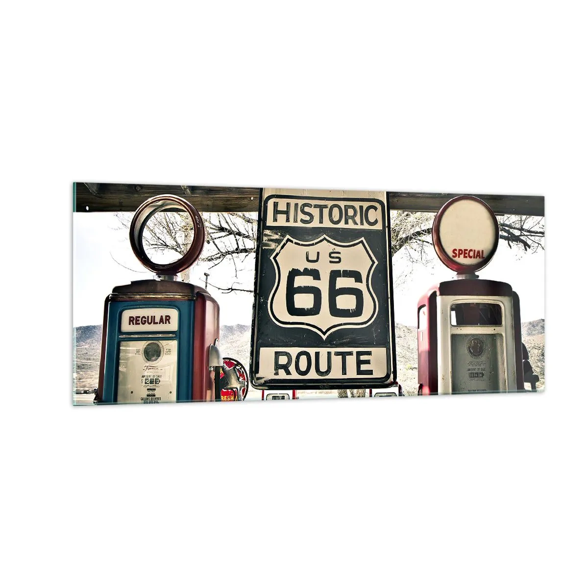 Quadro em vidro - Viagens retro americanas - 100x40 cm