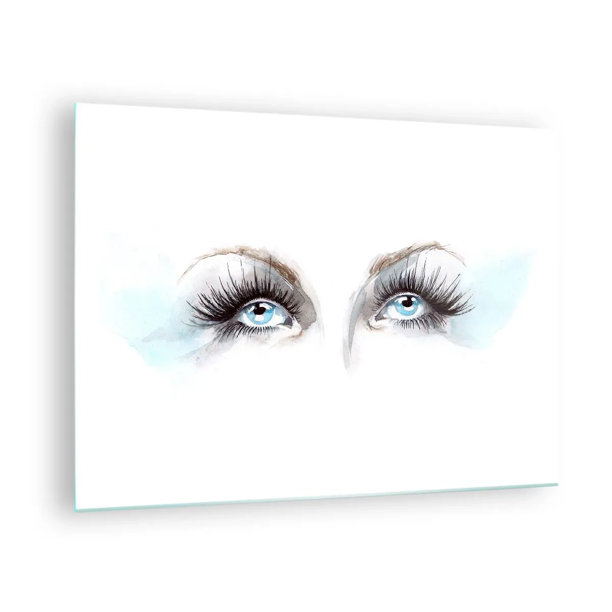 Quadro em vidro - O olhar sutil dos olhos azuis em uma composição artística - 70x50cm - Olhos de anjo? - Decoração de parede moderna para a sala de estar e quarto ARTTOR