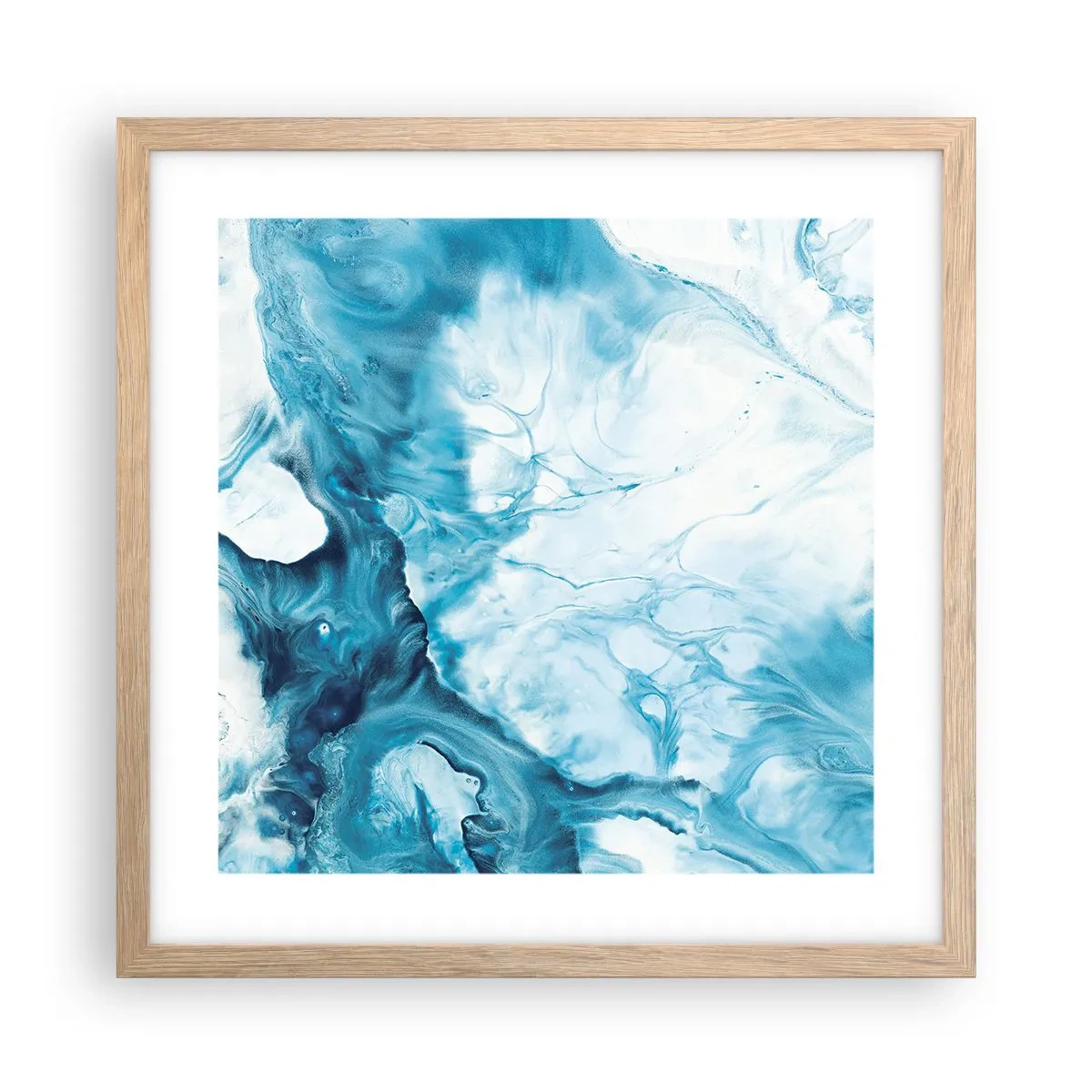 Pôster com moldura de carvalho claro - Concerto Azul - 40x40 cm