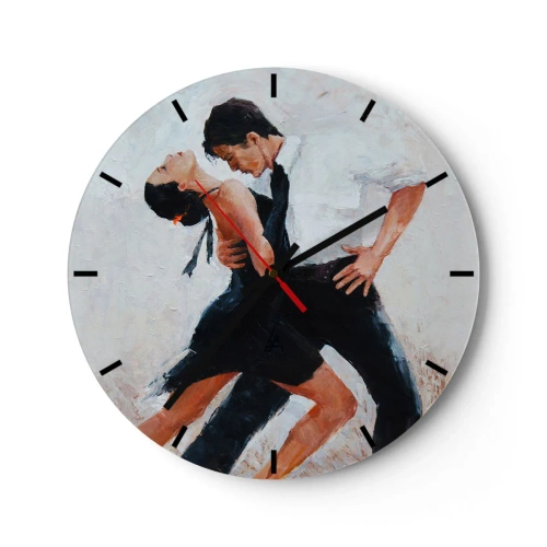 Relógio de parede - Relógio em vidro - Um casal dançando tango em uma pose dinâmica e apaixonada - 30x30cm - O tango dos meus sonhos - Decoração de parede moderna para a sala de estar, cozinha e quarto ARTTOR