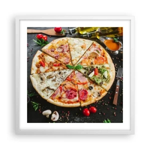 Pôster em moldura branca - Gama de sabores - 50x50 cm
