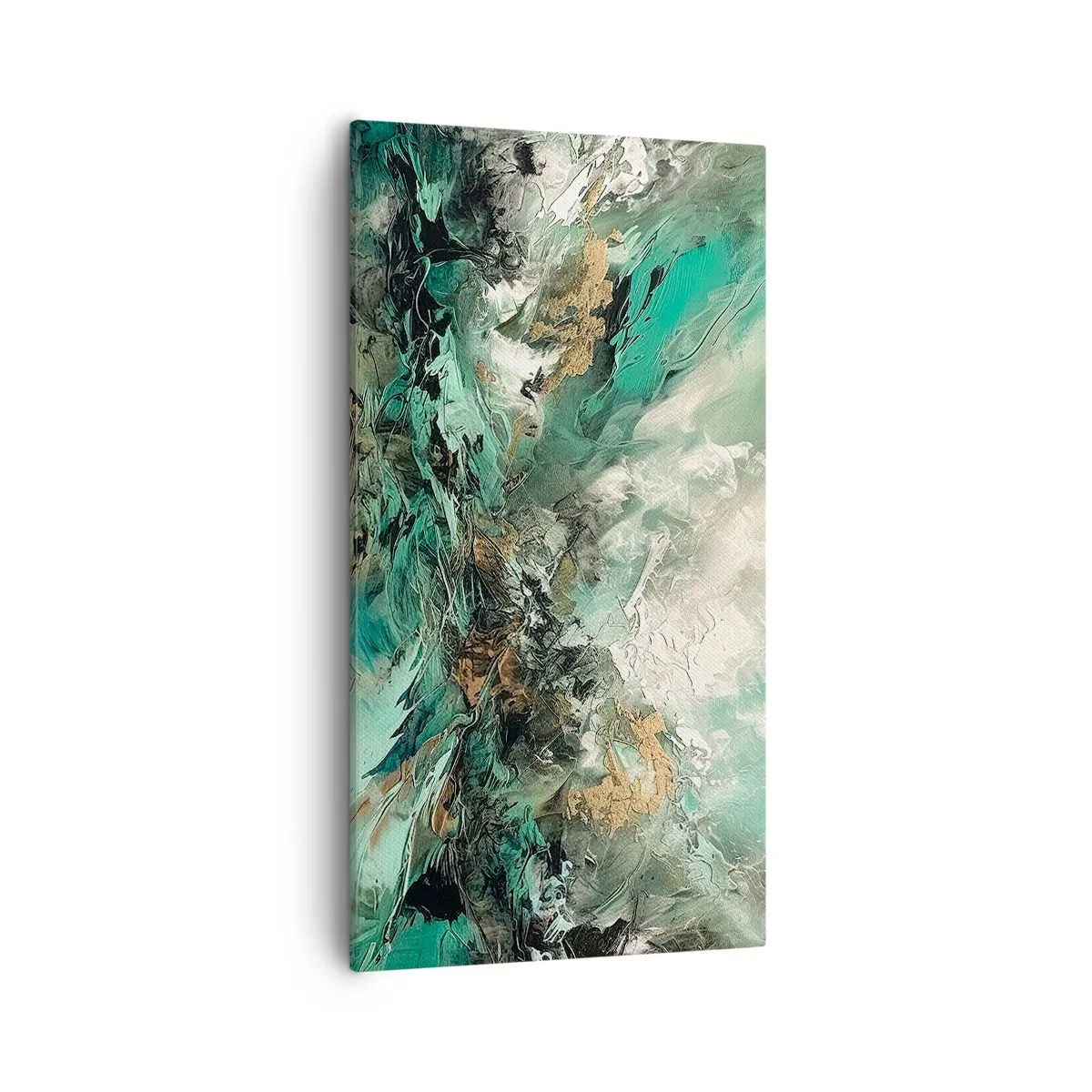 Quadro em tela - Surf esmeralda e preto - 55x100 cm