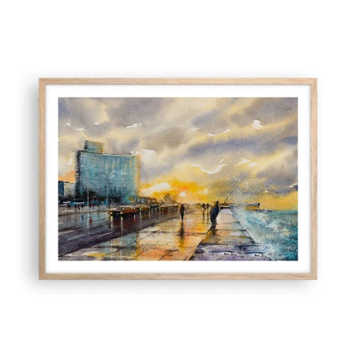 Pôster com moldura de carvalho claro - A vida na costa - 70x50 cm