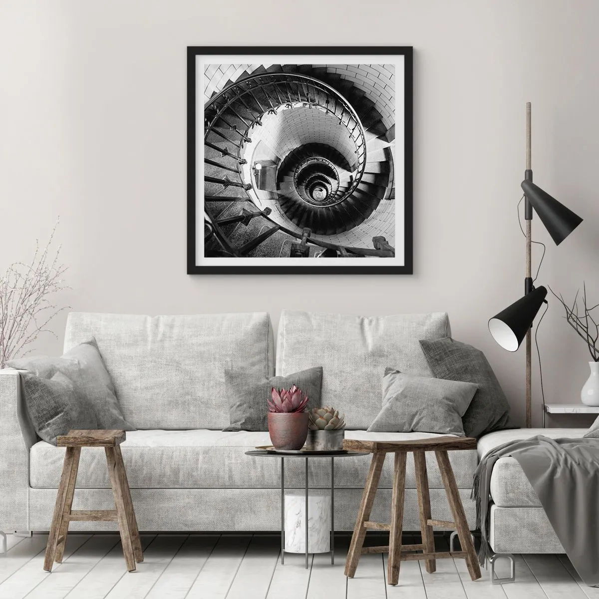 Pôster com moldura preta - Cada vez mais alto - 50x50 cm