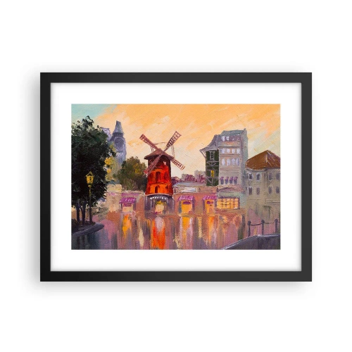 Pôster com moldura preta - Ícones parisienses – Moulin Rouge - 40x30 cm