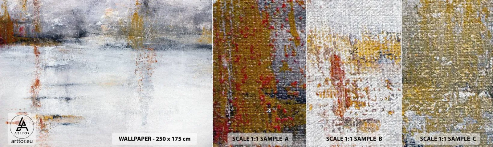 Amostra de papel de parede Premium Canvas - Atrás da cortina de ar - Abstração, Pedaço, Pintura - 100x30 cm