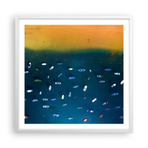 Pôster em moldura branca - Jogo de férias - 60x60 cm