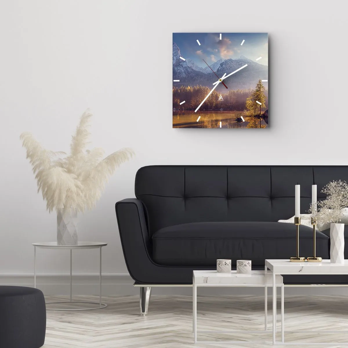 Relógio de parede - Relógio em vidro - Nas montanhas e vales - 30x30 cm