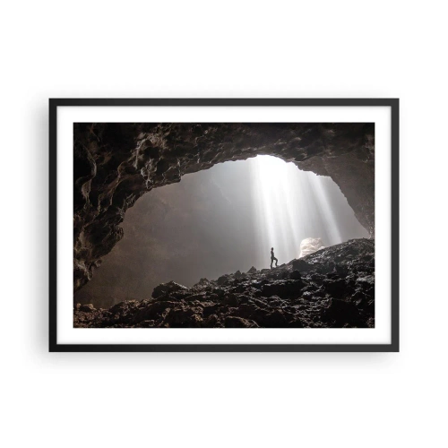 Pôster com moldura preta - Gruta luminosa - 70x50 cm