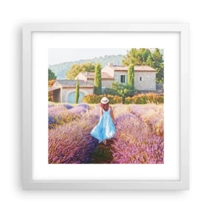 Pôster em moldura branca - Menina Lavanda - 30x30 cm