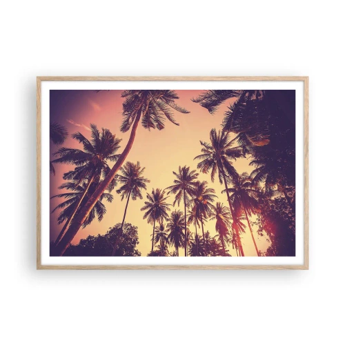 Pôster com moldura de carvalho claro - Variação tropical - 100x70 cm