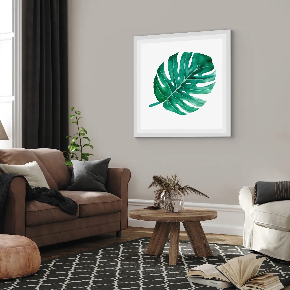 Pôster em moldura branca - Conceito verde - 30x30 cm