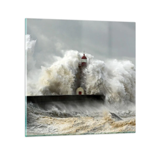 Quadro em vidro - A ira do oceano - 40x40 cm