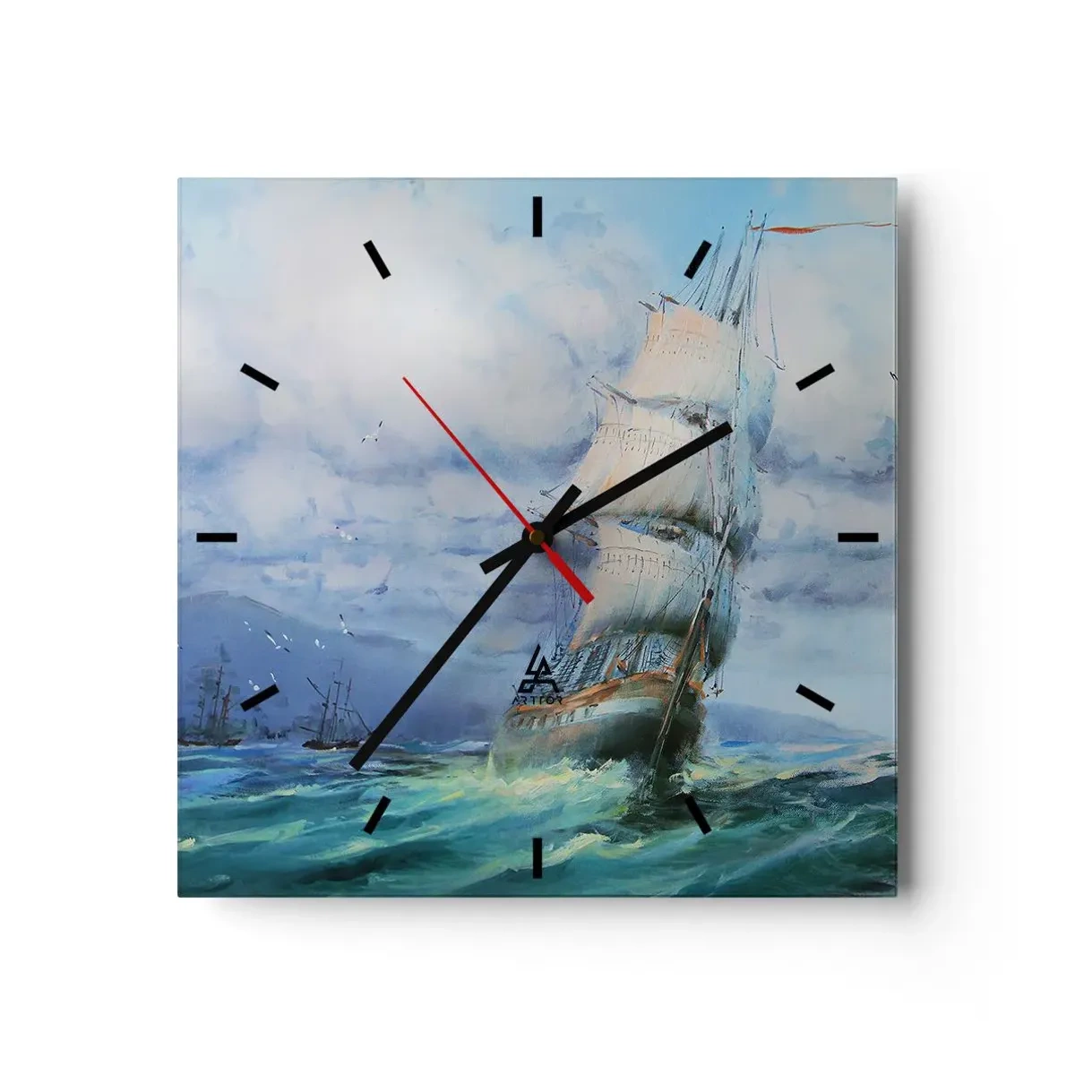 Relógio de parede - Relógio em vidro - Bons ventos - 40x40 cm