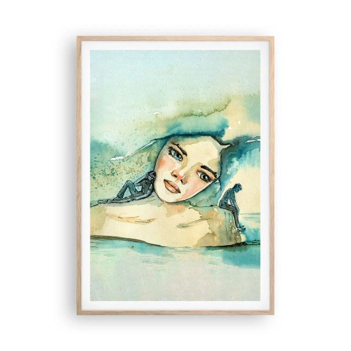 Pôster com moldura de carvalho claro - Am I blue? - 70x100 cm