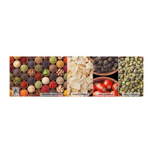 Amostra de papel de parede Premium Canvas - Todos os sabores do mundo - Gastronomia, Especiarias, Ervas secas - 100x30 cm