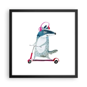 Pôster com moldura preta - A alegria do texugo - 40x40 cm