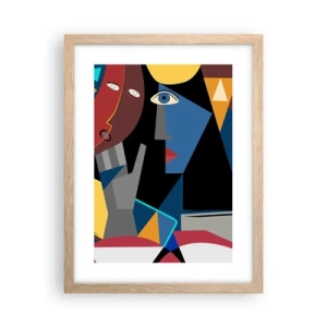 Pôster com moldura de carvalho claro - Uma conversa entre cubistas - 30x40 cm