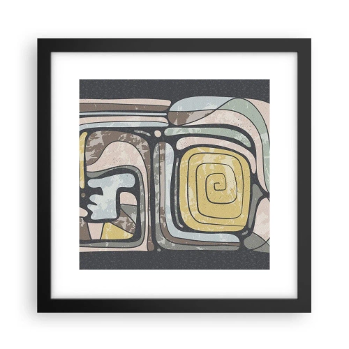 Pôster com moldura preta - Abstração no espírito pré-colombiano - 30x30 cm