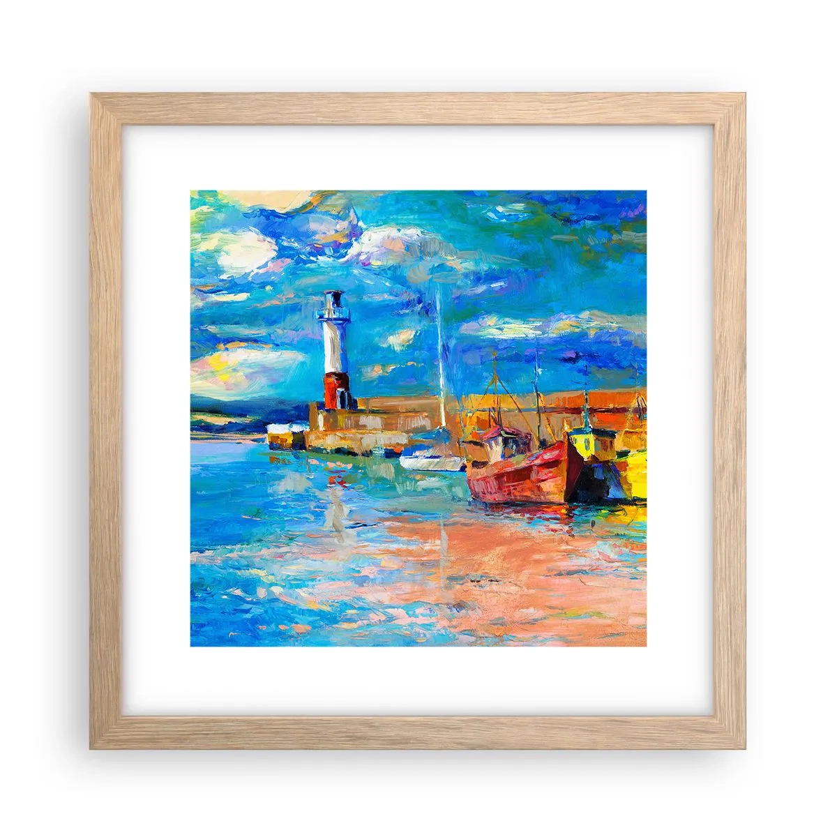 Pôster com moldura de carvalho claro - Tarde na baía do arco-íris - 30x30 cm