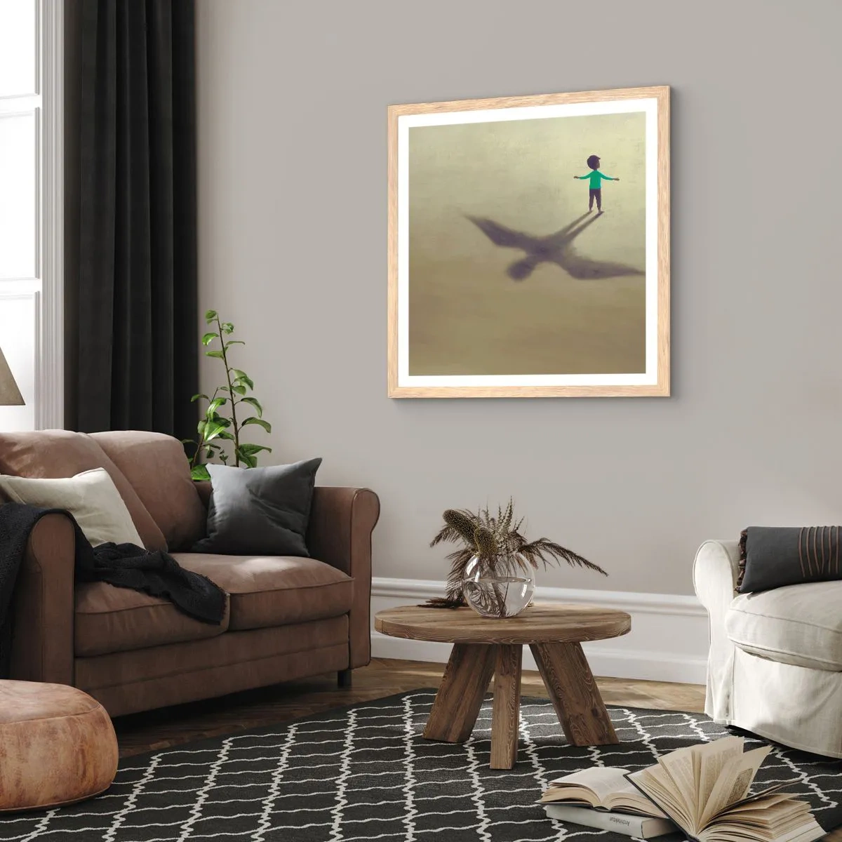 Pôster com moldura de carvalho claro - Herói do futuro - 50x50 cm