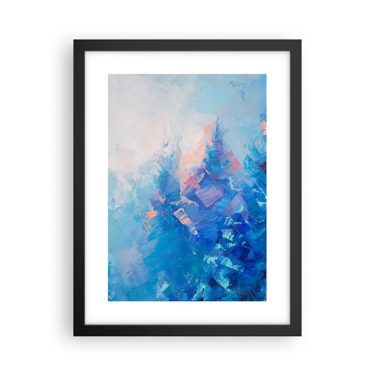 Pôster com moldura preta - Abstração de inverno - 30x40 cm