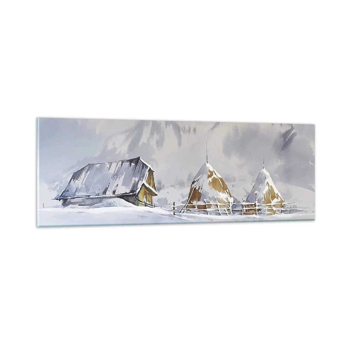 Quadro em vidro - No vale nevado - 90x30 cm