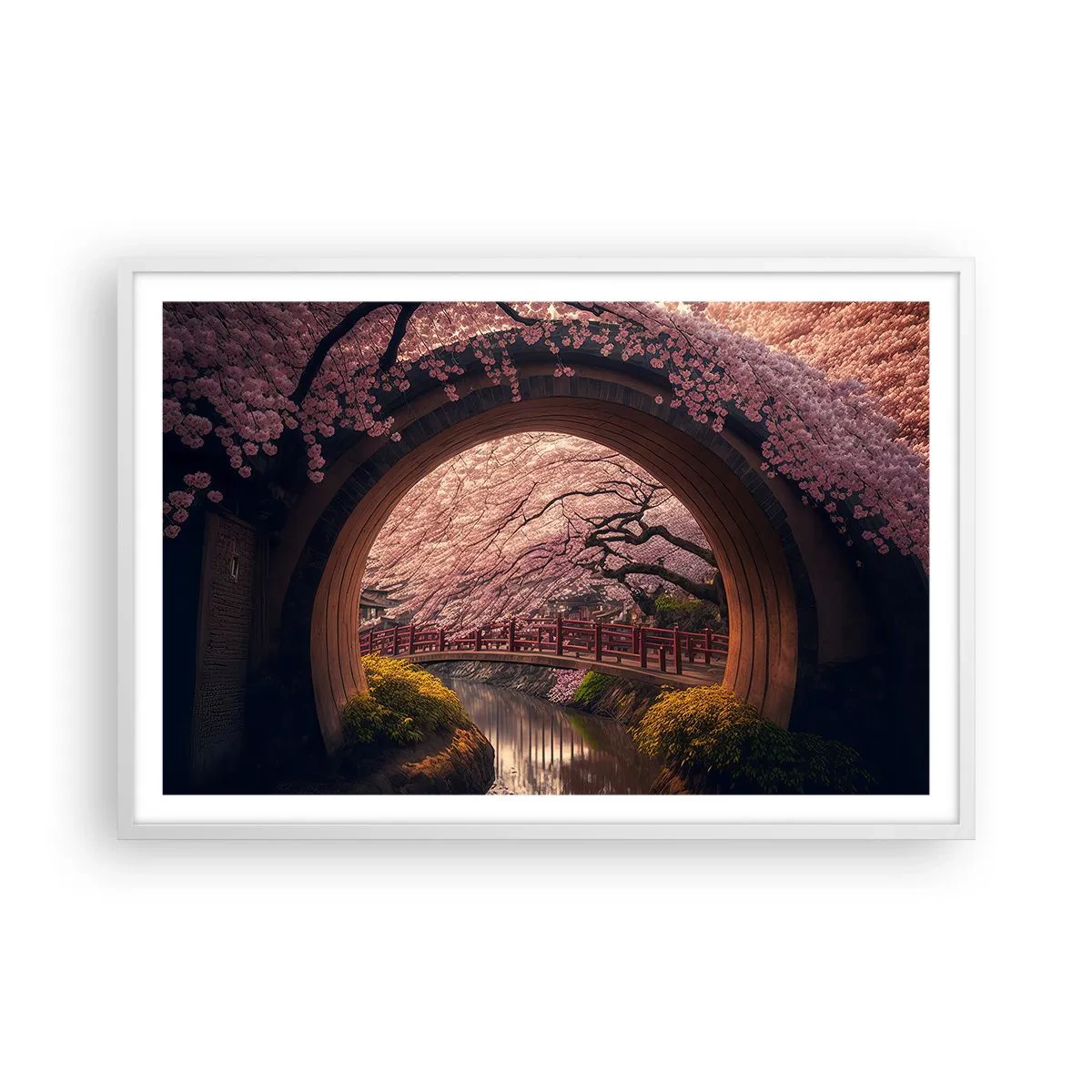 Pôster em moldura branca - Primavera japonesa - 91x61 cm