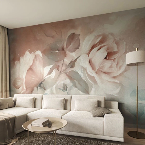 Papel de Parede Premium Canvas - O espírito do romantismo - Flores, Romântico, Rosas - 500x350 cm