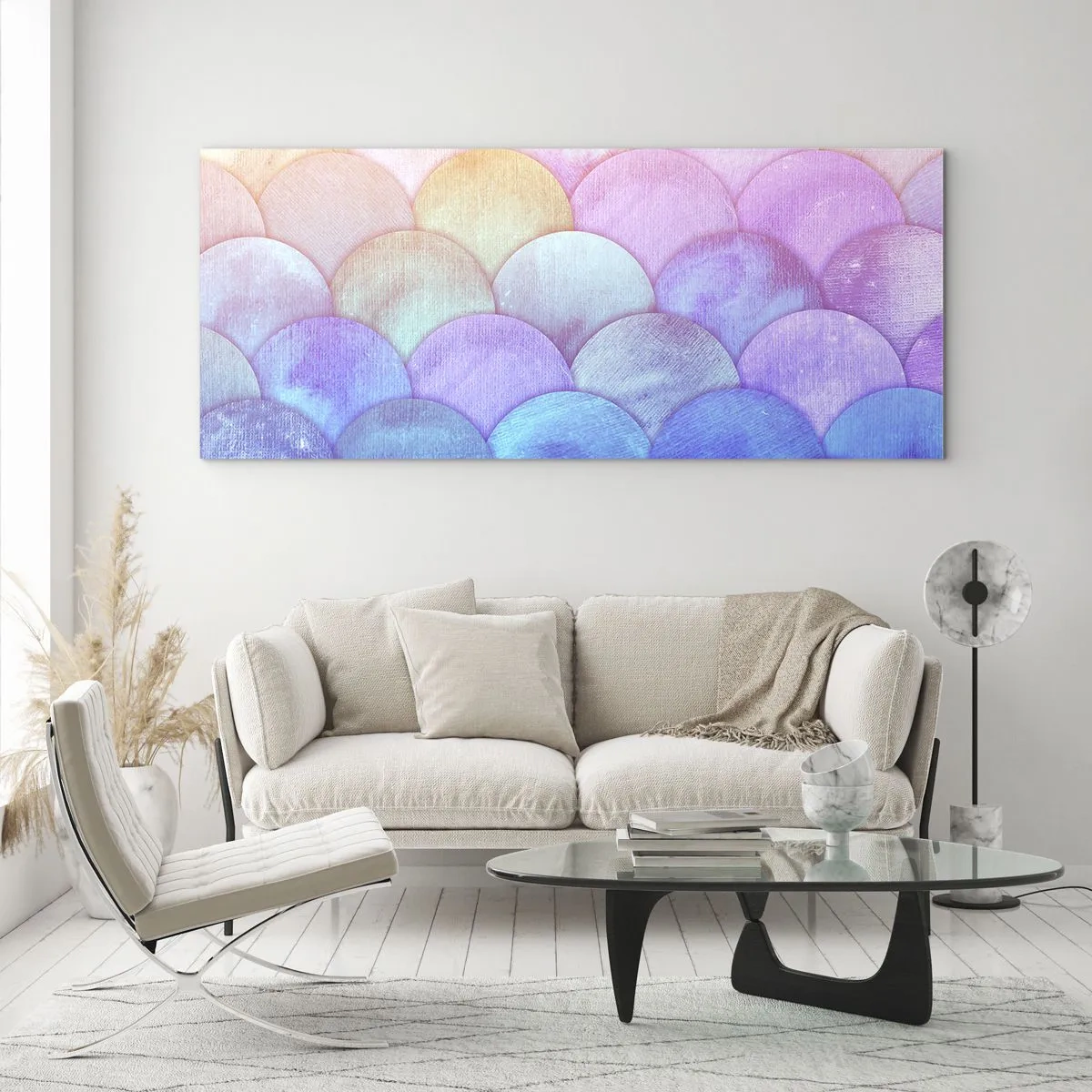 Quadro em vidro - Escala de pérola - 100x40 cm