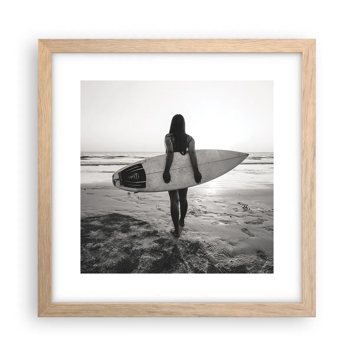 Pôster com moldura de carvalho claro - Filha da onda do mar - 30x30 cm