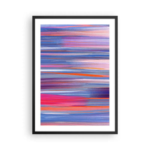 Pôster com moldura preta - Linhas horizontais abstratas em tons de azul e rosa - 50x70cm - Ascensão - Decoração de parede moderna para a sala de estar e quarto ARTTOR