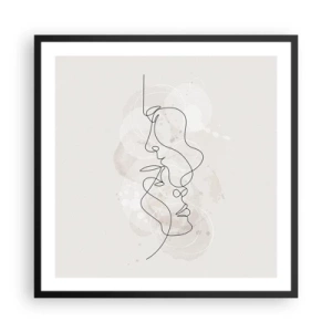 Pôster com moldura preta - Emaranhados num abraço - 60x60 cm